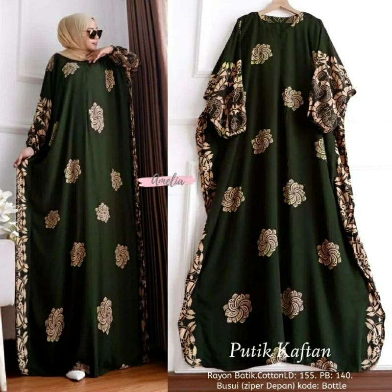 Putik Kaftan, KAFTAN RAYON JUMBO CANTIK FIT XXXL LD 160 BAHAN KATUN RAYON BATIK ZIPPER BUSUI TERMURAH OOTD