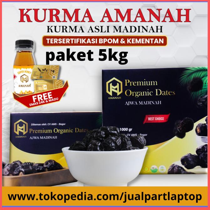 

KURMA AJWA PREMIUM ORGANIK 5KG AJWA ASLI GRATIS MADU EMAS AJWA 500GR DH654636E