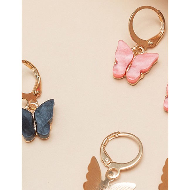 LRC Anjting set Fashion Color Mixing Butterfly Resin Alloy K51503
