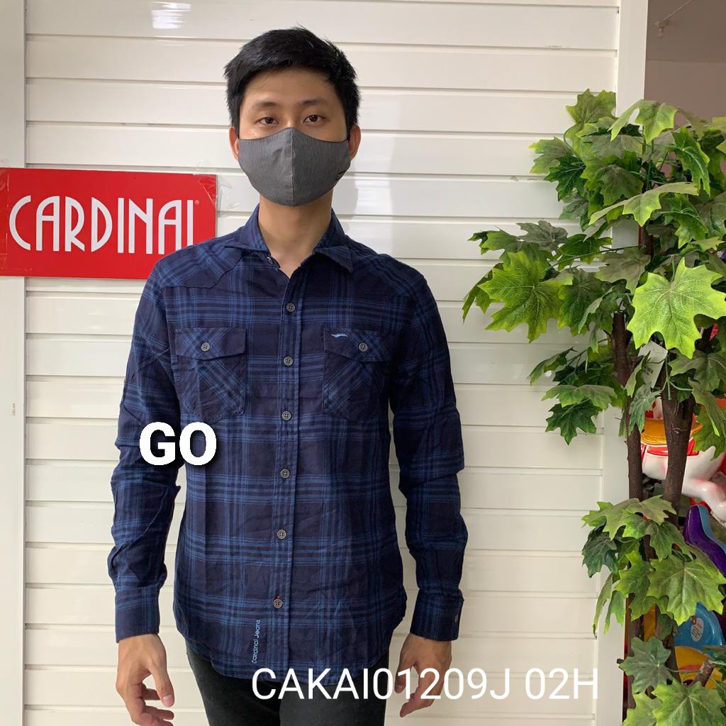 BB CARDINAL KEMEJA JEANS Slimfit Hem Pria Baju Cowok Pakaian Pria Lengan Panjang KEREN!!!