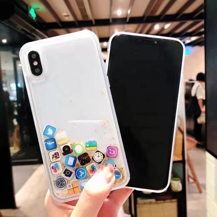 Casing IPhone 13 Pro Max 11 Pro Max 12 Pro Max 14 Pro Max 6 6S 7 Plus 8 X XR XS Max Aksen quicksand Glitter