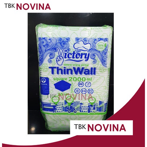 [25PCS]Thinwall 2000ml SQUARE food container box tempat makan plastik kotak nasi penyimpanan makanan kulkas