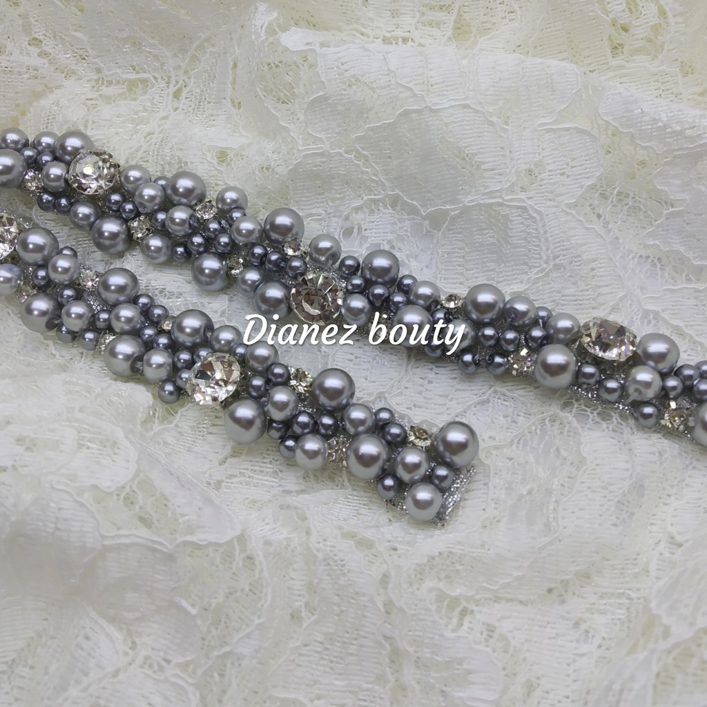 Mutiara crystal rangkai custom silver