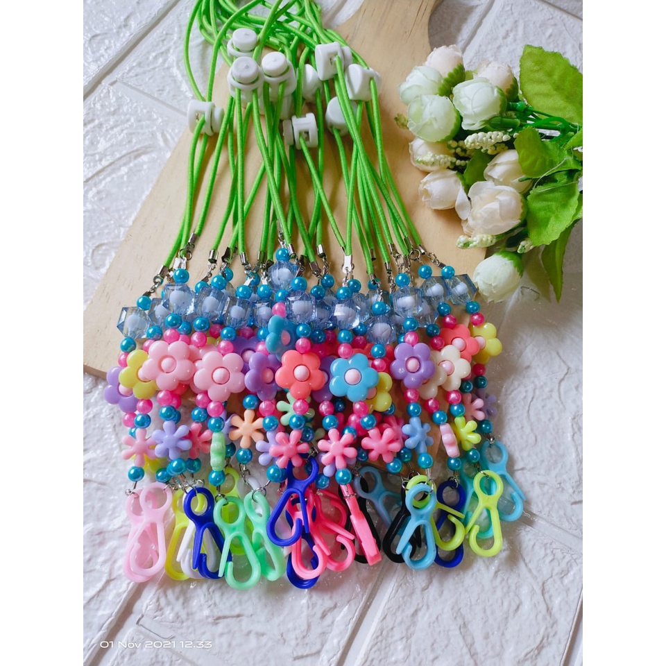 2in1 Strap Kalung Masker Manik-manik Rainbow