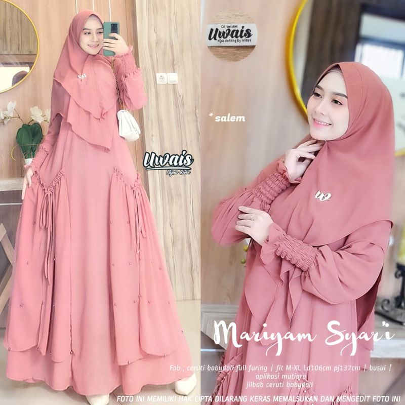 Maryam syar'i ORI uwais Gamis Gamis syar'i Gamis syar'i Salem Gamis dusty pink Gamis Salem Gamis war
