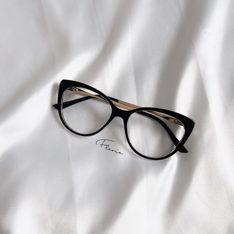 Flavia Eyewear - Kacamata Cloud Cat Eye Steel (custom minus, photochromic, blueray, bluechromic dan photobrown)