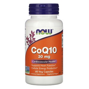 now CoQ10 30mg 60 capsules coenzyme vegan heart function