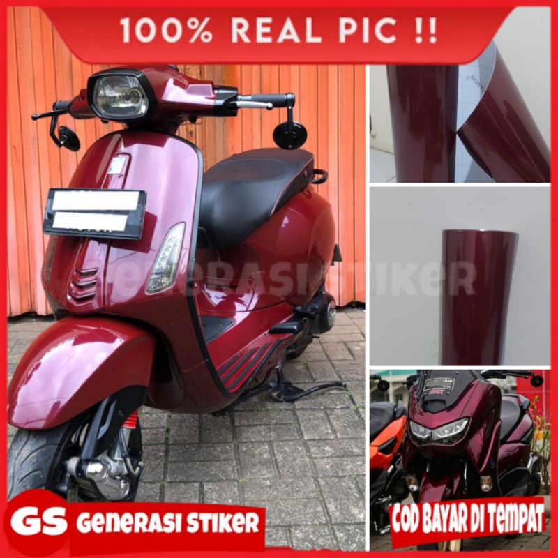 Jual Stiker Skotlet Merah Maroon Metalik Candy Scotlet Merah Tua