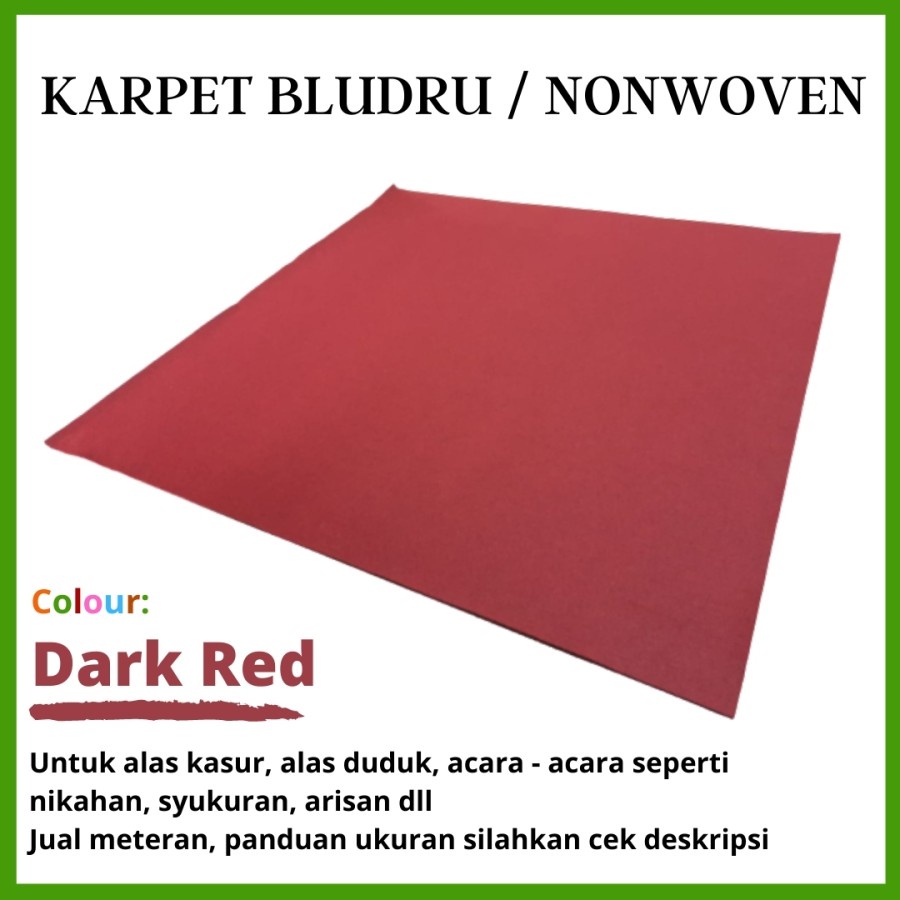 BAROKAH Karpet Wool Meteran 0,5  x  2 m, Bludru Bulu, Brudru Pameran Tebal-DARK RED