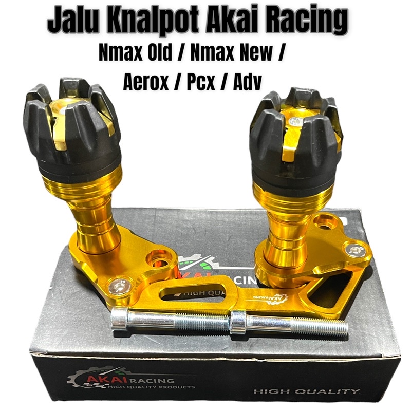 Jalu Pelindung Knalpot Motor Nmax Aerox Lexi Merek Akai Racing Bahan Full Cnc Warna Merah Gold Silver Hitam Biru