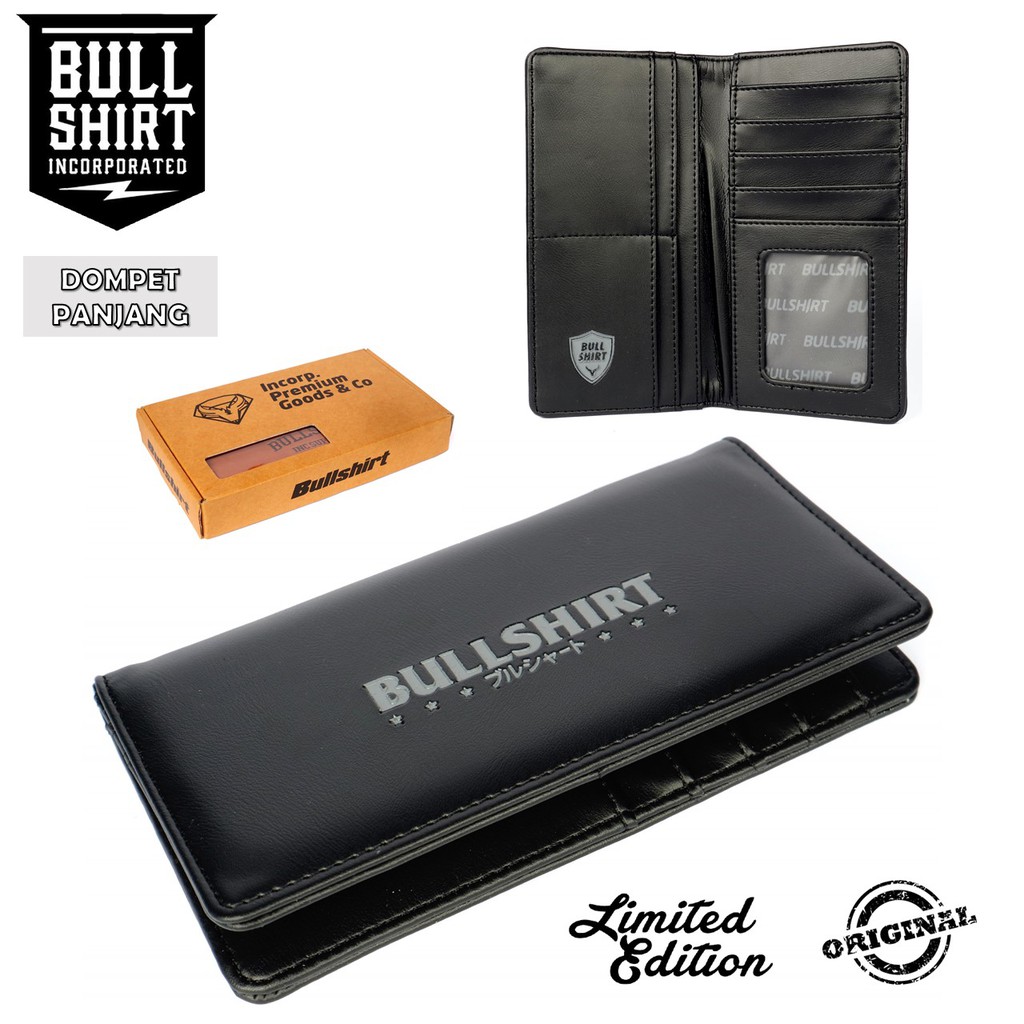 (PREMIUM) DOMPET PANJANG PRIA / DOMPET LIPAT DISTRO / DOMPET KULIT BULLSHIRT WARNA HITAM