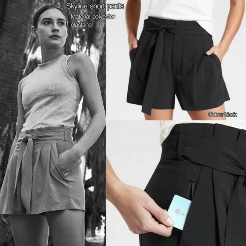 celana pendek wanita black skyline athleta