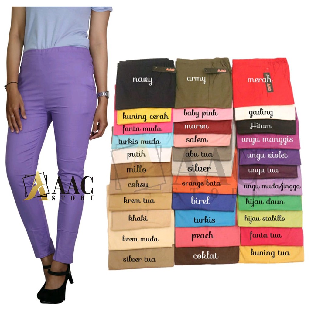 AAC - Celana Wanita Katun Stretch , Celana Anti Begah Ukuran Standar Dan XXL (Seri A)