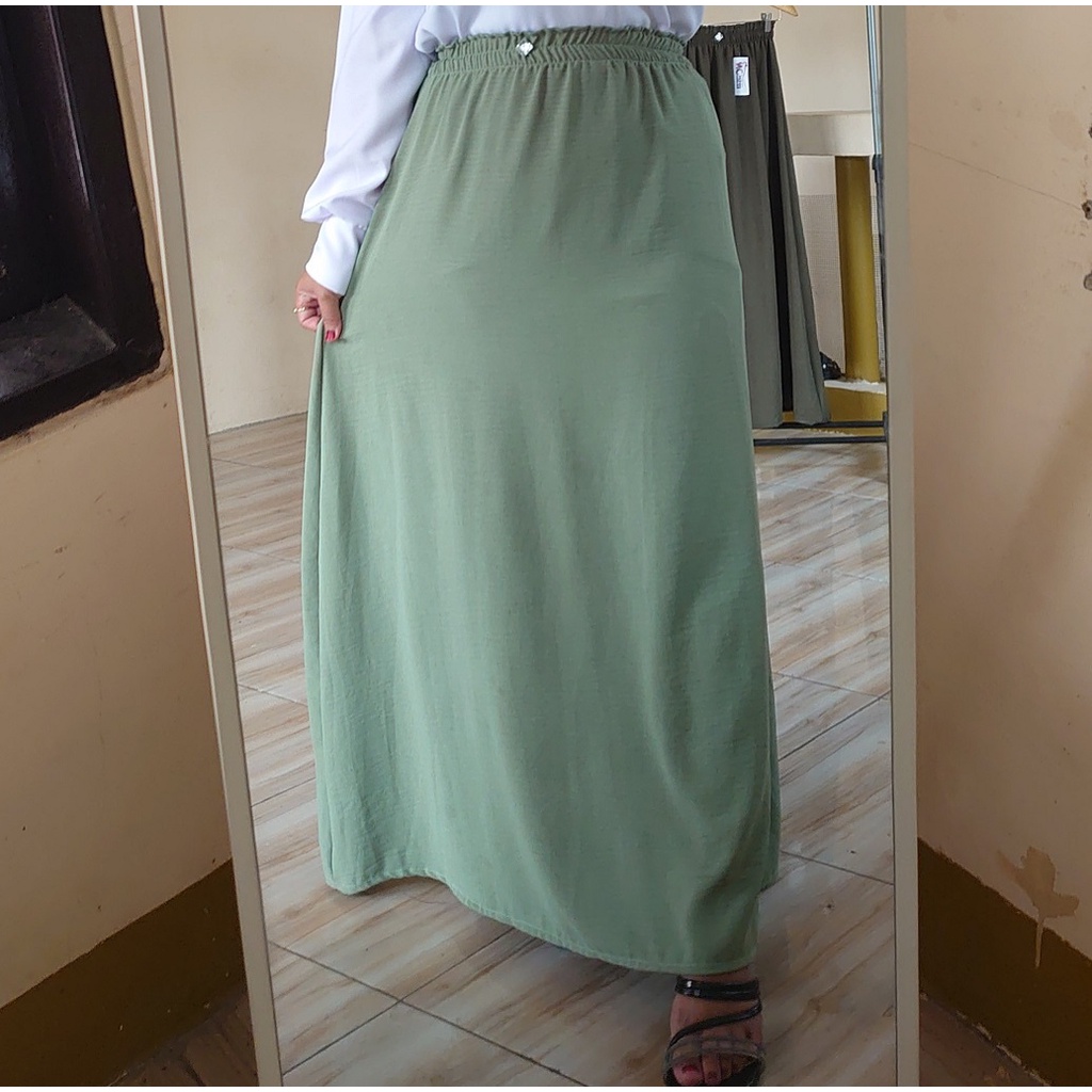 Real Pict PROMO✅ ROK HIGHWAIST EDISI CRINKLE AIRFLOW PREMIUM / Warna Cantik / All Size L-XXL BB 50-69kg / Pinggang Serut/Kerut bawahan kasual muslimah/polos/payung trendy