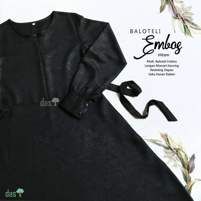 Gamis DAS Syari Hitam Busui Umbrella Balotelli Emboss Dasmuslim