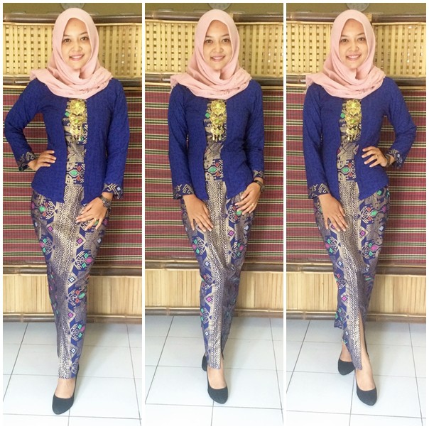 gamis batik modern GB115 biru