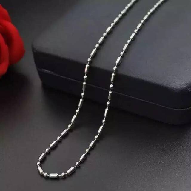 Kalung Rantai MCI / Kalung Titanium Biji Bambu 75cm [GROSIR &amp; ECER]