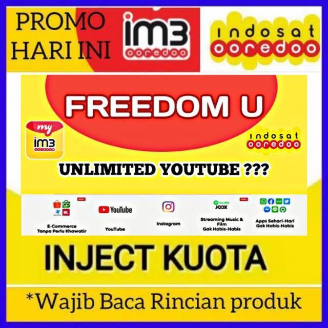 Kuota Data Paket Data Kuota Internet Indosat Ooredo Im3 Mentari Freedom U Shopee Indonesia