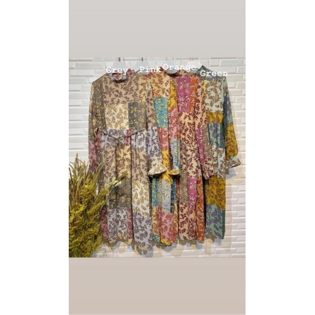 TUNIK KOREA MIDI DRESS VINTAGE BUNGA KOREAN TUNIK BUNGA