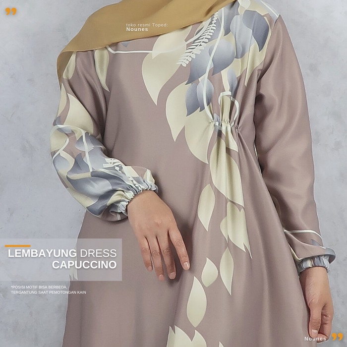 Hot Sale GAMIS NOUNES LEMBAYUNG Dress Wanita Syari Simple Maxmara Lux Motif Ori - CAPUCCINO M