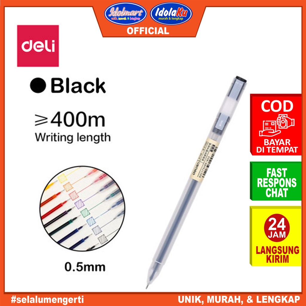 IDOLMART Deli Pulpen Gel Pen A119 Merah / Tip 0.5mm Panjang Penulisan Hingga 400m /pcs Deli Surabaya