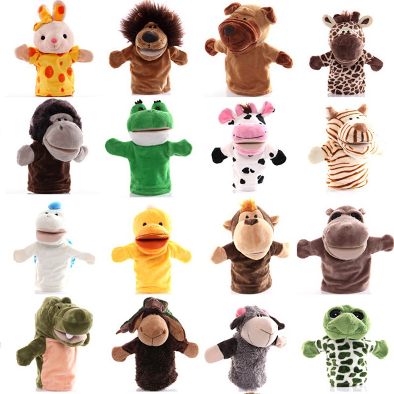 25cm Mainan Animal Hand Puppet Cartoon Plush Toys Educational Pretend Telling Story Doll Kid Boneka