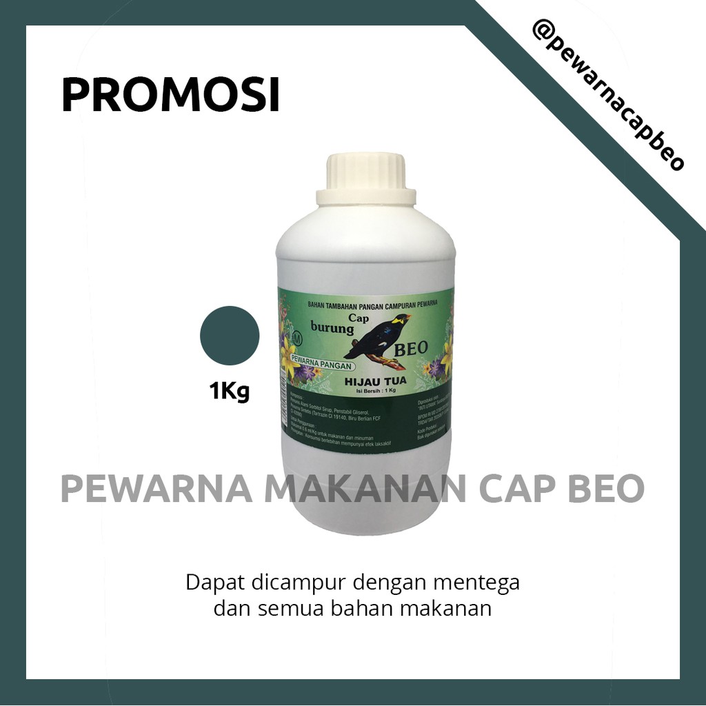 

PEWARNA MAKANAN MURAH Warna Hijau Tua 1 Kg Cap Beo