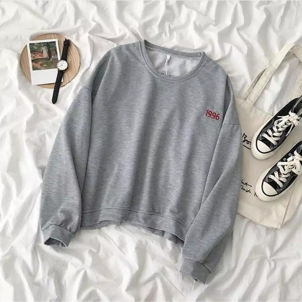 SWEATER UNISEX 1996 BORDIR /// ATASAN UNISEX CASUAL FLEECE TEBAL LEMBUT PREMIUM KEKINIAN TERBARU''