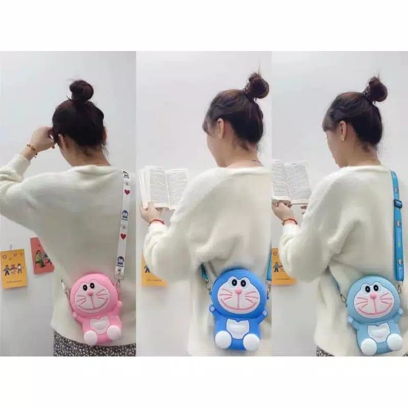 Laristerus79 Tas selempang rubber jelly anak dewasa karakter jumbo lucu HP bebek doraemon sally duck