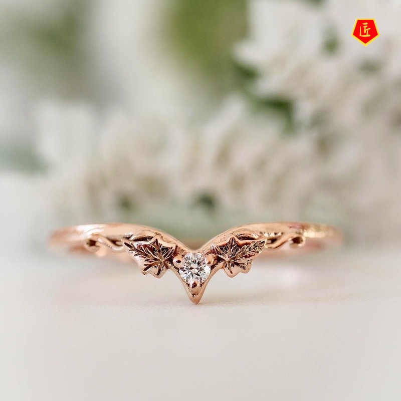 [Ready Stock]Elegant New Rose Gold Gem Ring Set