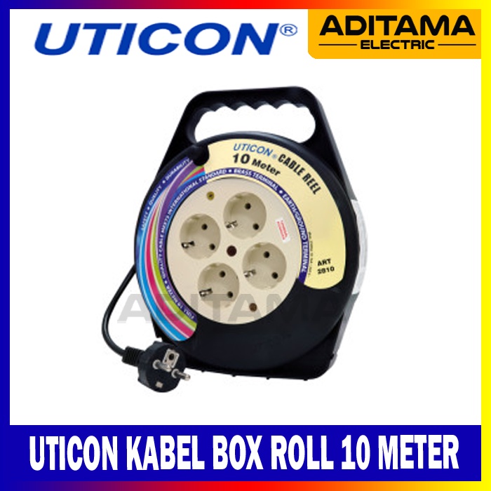 uticon stop kontak kabel roll 10 meter cr2810  kabel box uticon panjang 10 meter cr 2810