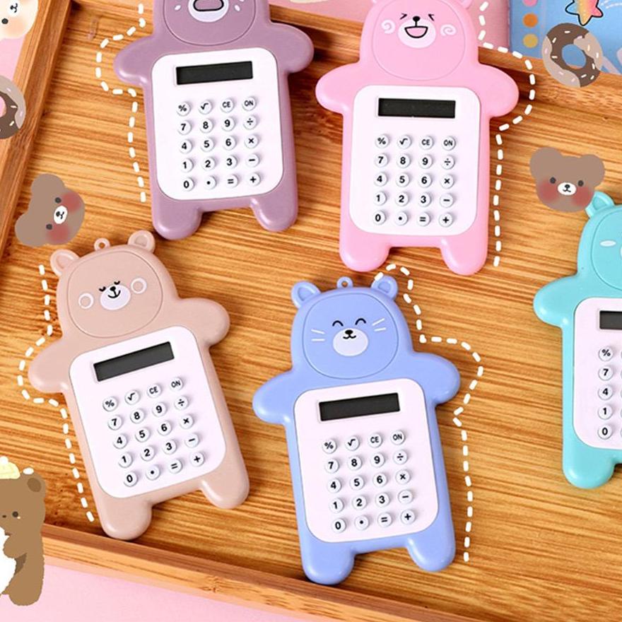 

PALING HOT!! (nkk-764) Kalkulator 8 Digit Mini Portable Desain Kartun Beruang Dengan Tombol Karet Un
