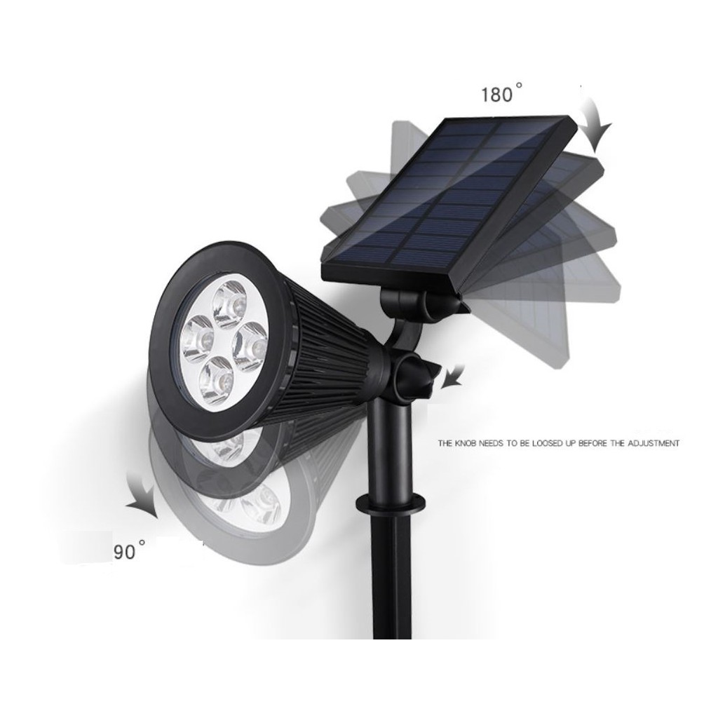 Lampu taman tancap sorot hitam 4 LED solar power tenaga surya matahari halaman pekarangan rumah ruko