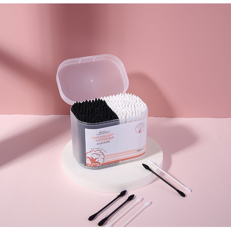 Cotton Bud Box Hitam Putih A655 Cotton Swab Black &amp; White Bersih Steril Cotton Swabs