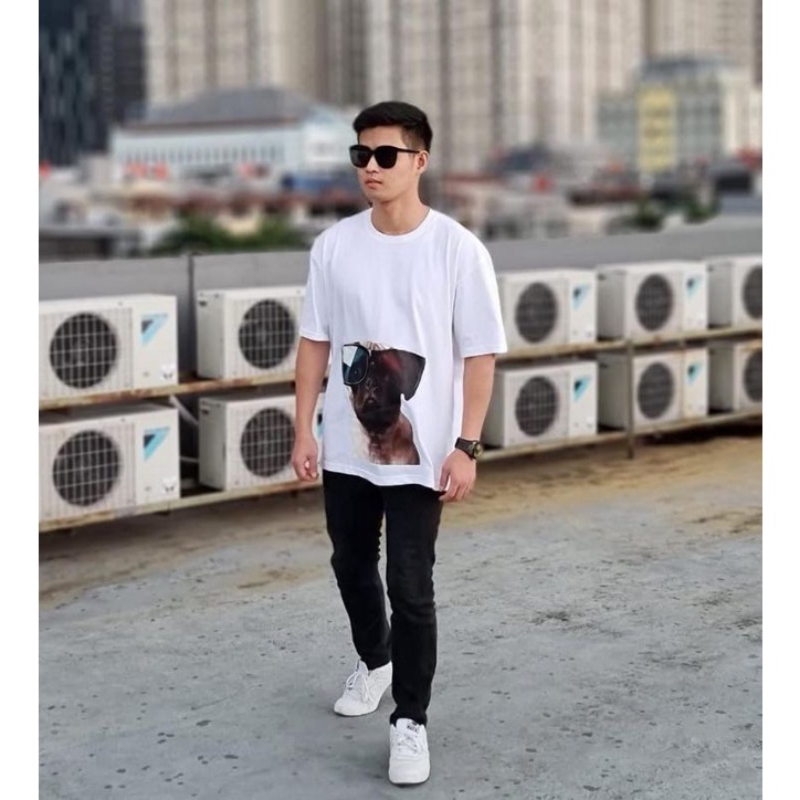 Kaos oversized putih / kaos oversized / kaos putih polos / Pug Design