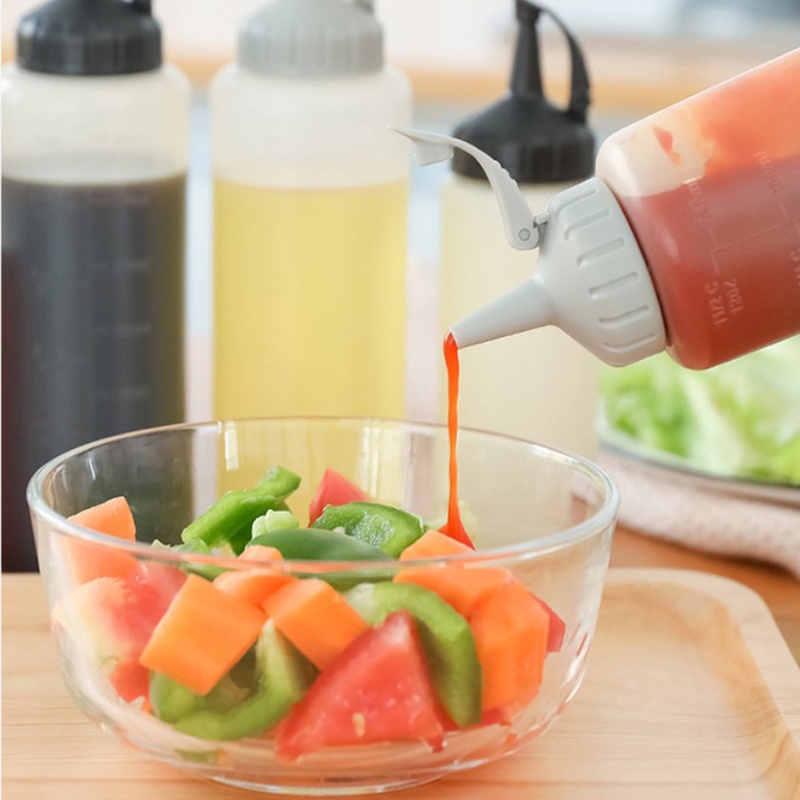 [175ml/350ml Tomato Salad Dressing Squeeze Bottle With Lid And Scale] [Transparent Squeeze Oil Pot Seasoning Bottle Soy Sauce Bottle] [Syrup Dispenser] [Seasoning Food Storage Container]