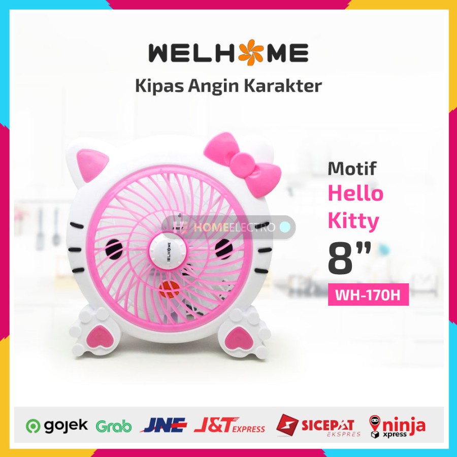 Welhome Kipas Angin Karakter HELLO KITTY WH-170H - Kipas Duduk 8 inch