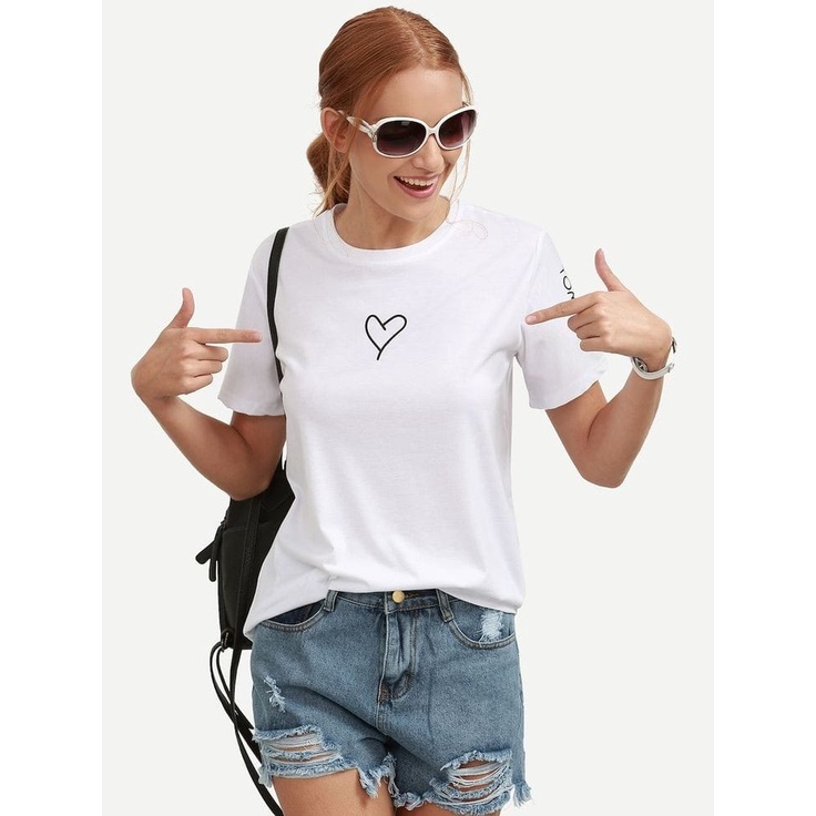 MYSTIQUE.ID-BAJU KAOS LOVE T-SHIRT LUCU DAN AESTHETIC