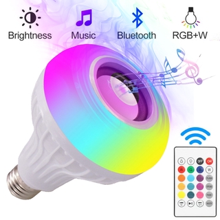 Speaker bluetooth wireless Lampu musik remote adaptor waran warni hias LED RGB bohlam speaker