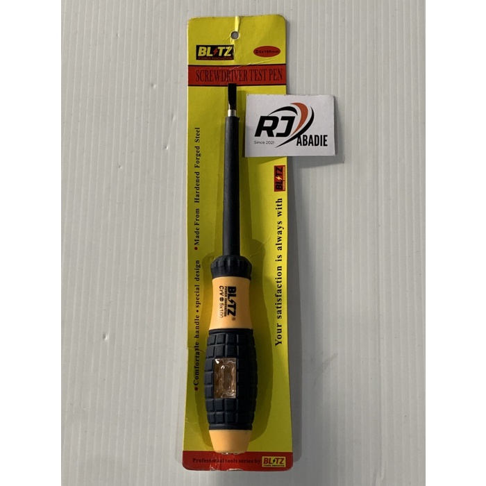 Obeng Tespen Gagang Karet Screwdriver Test Pen (+/-) Plus/Minus Blitz - 3 INCH