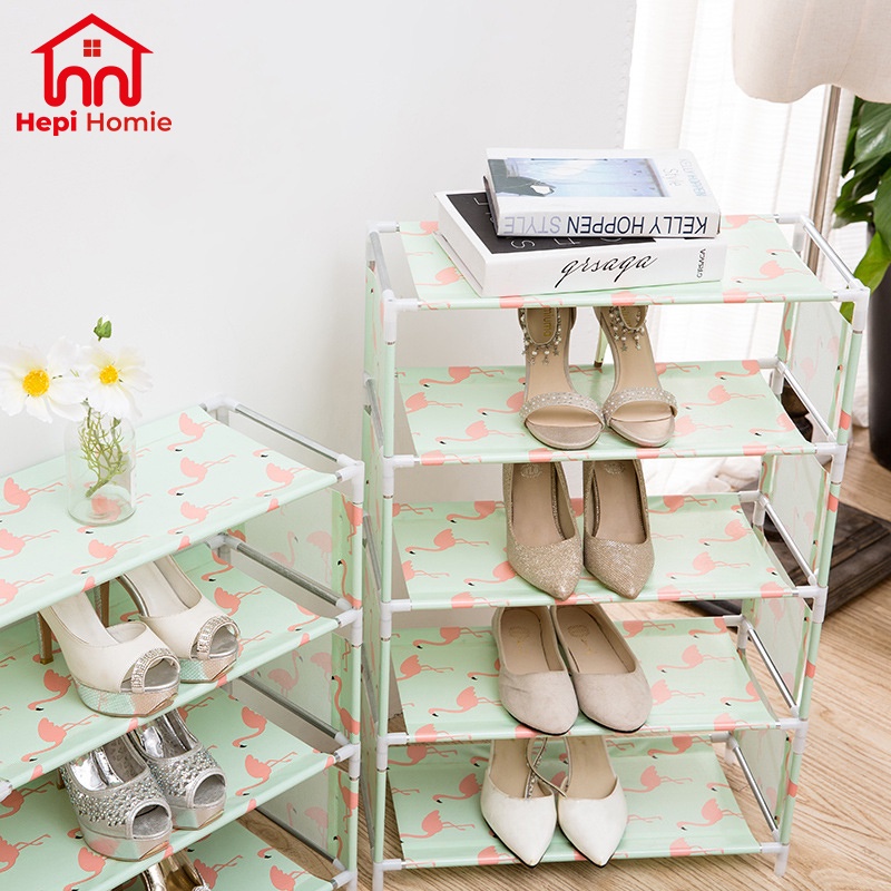 [HH] RAK SEPATU PORTABLE / SHOES RACK 5 LAYER / TEMPAT SENDAL SANDAL KAIN PLASTIK BERTINGKAT 3 SUSUN