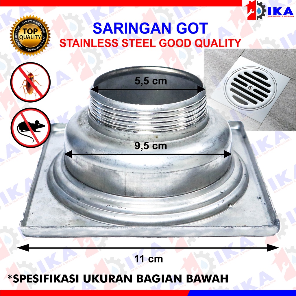 Saringan Got Hitam TEBAL 4,5 INCH STAINLESS STEEL ASLI - Kamar Mandi Toilet Plastic Floor Drain Black Air WC ORI