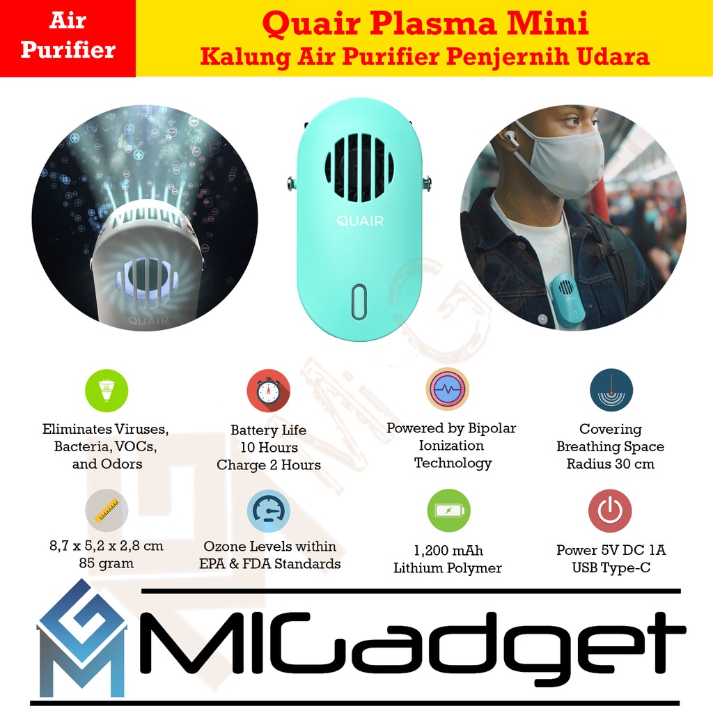 Quair Plasma Mini Wearable Cleaner Kalung Air Purifier Penjernih Udara