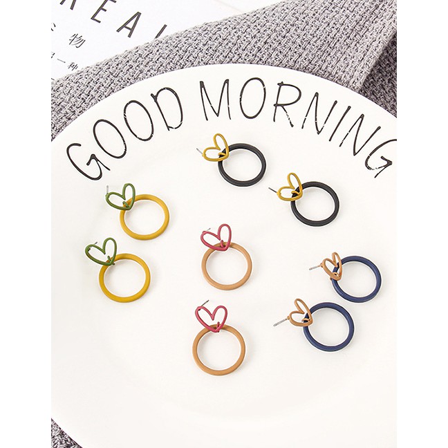 LRC Anting Tusuk Fashion Love Frosted Contrast Earrings D89680