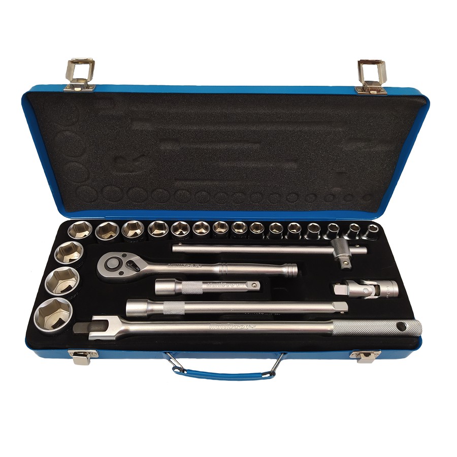 MultiPro Kunci shock 24 pcs 6 PT kunci sok set 24pcs 1/2" 8 - 32 mm hand socket kunci sock 24 pc