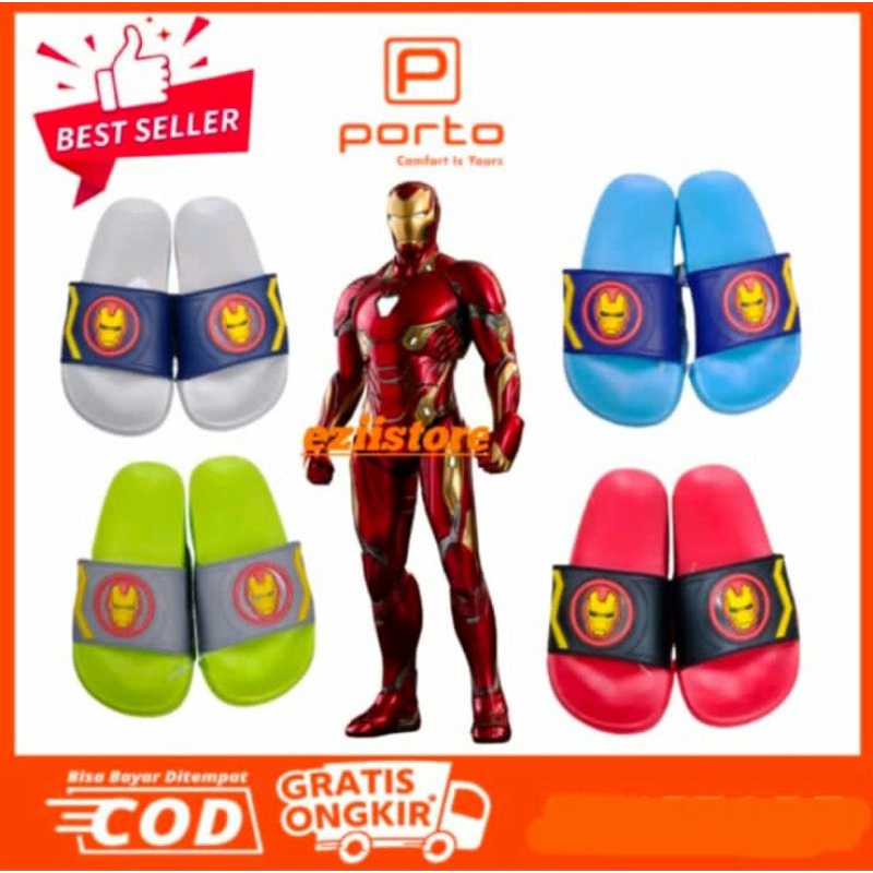 Sandal Anak Selop Iron Man Porto/Oricon Uk 24-35 Empuk Nyaman di kaki