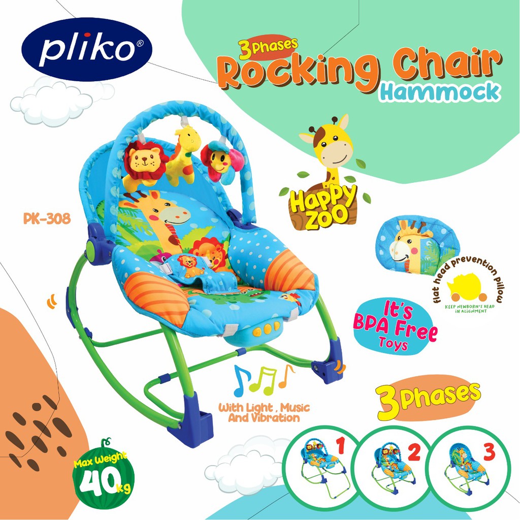 Baby Bouncer Bayi Pliko Rocking Chair Hammock 3 Phases Pk 308 Joy Pk 313 Shopee Indonesia