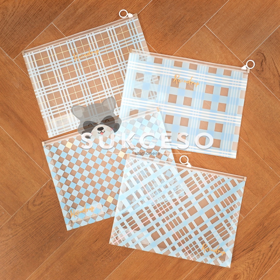 

Raindrop Sky Zipper File Folder A4 / Map Dokumen Plastik Motif Lucu