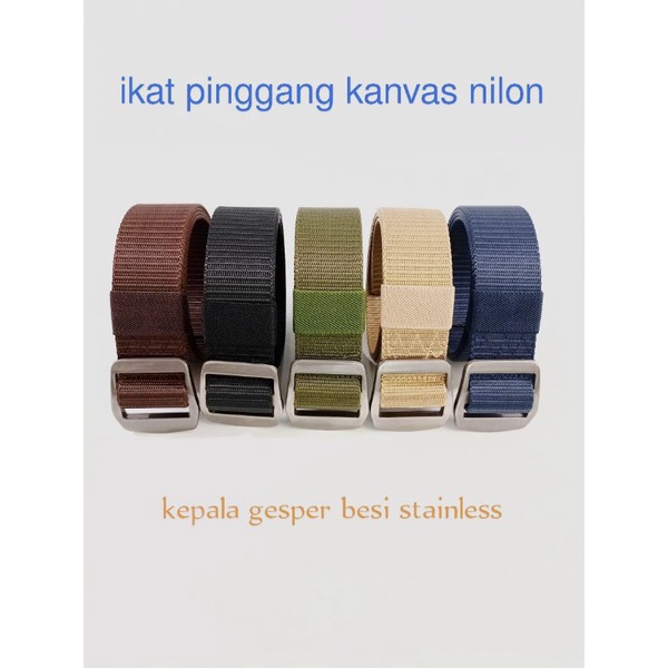 IKAT PINGGANG KANVAS NYLON TACTICAL PRIA WANITA BELT FASHION PANJANG -+ 125cm