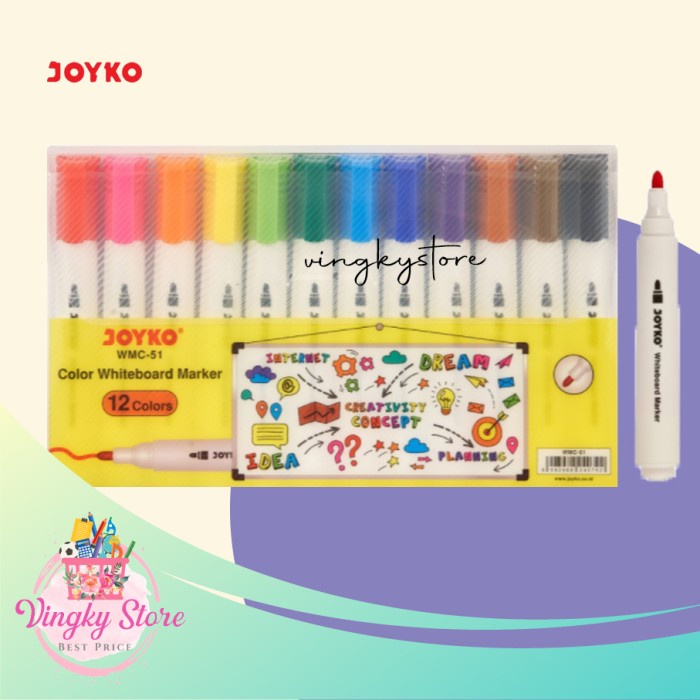

Nikmati Spidol Papan Tulis Warna / Whiteboard Marker Joyko Wmc-51 Sale!!!
